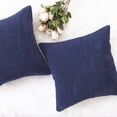 thumbnail image 2 of IMMEKEY Pillow Cover Set of 2 Plush Striped Corduroy Velvet Throw Pillows , 18x18 inch, Navy Blue, 2 of 7