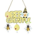 thumbnail image 1 of CSCHome Bee Welcome Wood Door Hanger Wooden Gnome Sign Farmhouse Wall Porch Art Summer Front Door Wreath Hanging, 1 of 4