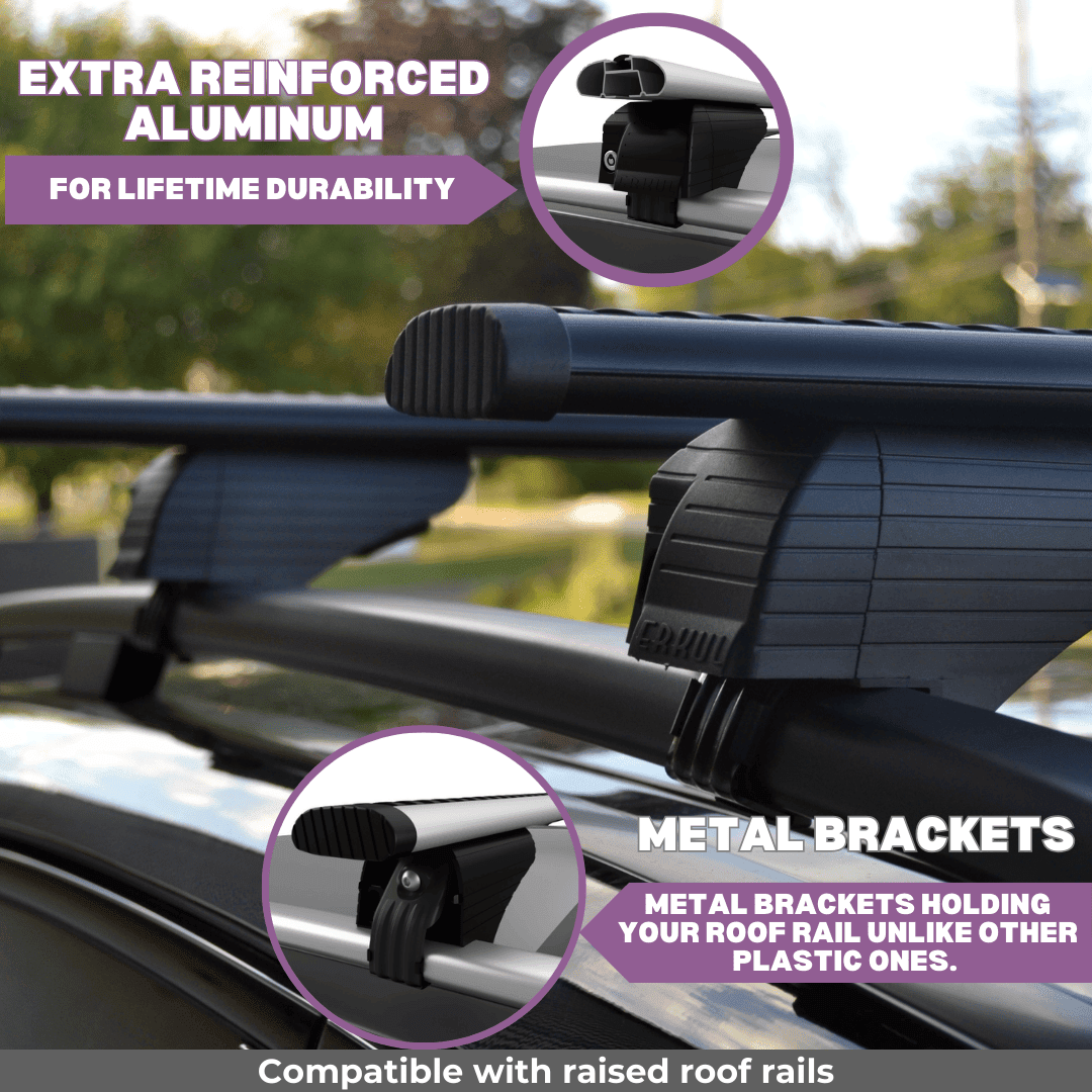 ERKUL Roof Rack Cross Bars for Nissan Pathfinder 2005-2012 | Aluminum Crossbars with Anti Theft Lock for Rooftop | Compatible with Raised Rails - Black
