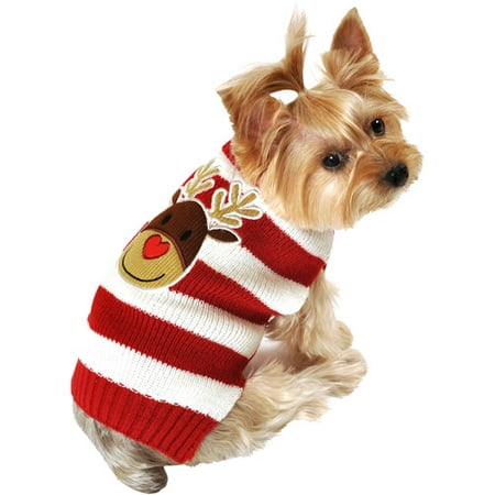 Simplydog,striped Reindeer Face Sweater, - 0