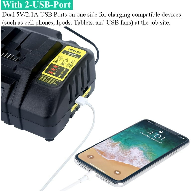 4 Port DCB104 Rapid Charger for DeWalt 20V Battery DCB3244 DCB206