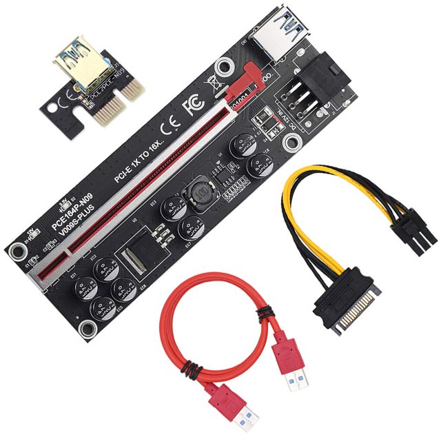 stanreset PCI-E 1x vers 6x Carte d'Extension USB3.0 Carte Carte Adaptateur Portable pour Ordinateur de Bureau PC pour l'Exploitation Minière Câble Accessoires d'Équipement Électrique Fente Rouge Câble Rouge 1 Ensemble