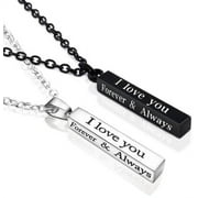 Always and Forever Necklace for Couples Stainless Steel I Love You Engraved Matching Relationship Couples Necklaces for Boyfriend and Girlfriend Him and Her Set