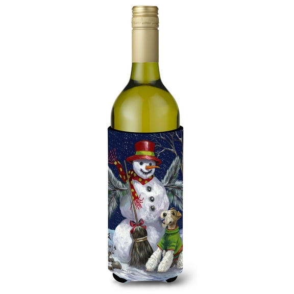 Carolines Treasures PPP3095LITERK 24 oz Fox Terrier Christmas Winter Fun Wine Bottle Hugger