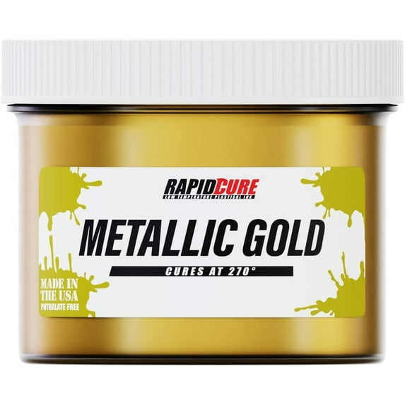 Rapid Cure Metallic Gold Screen Printing Ink (8oz.) - Plastisol Ink for Screen Printing Fabric - Low Temperature Curing Plastisol by Screen Print Direct - Fast Cure Ink for Silk