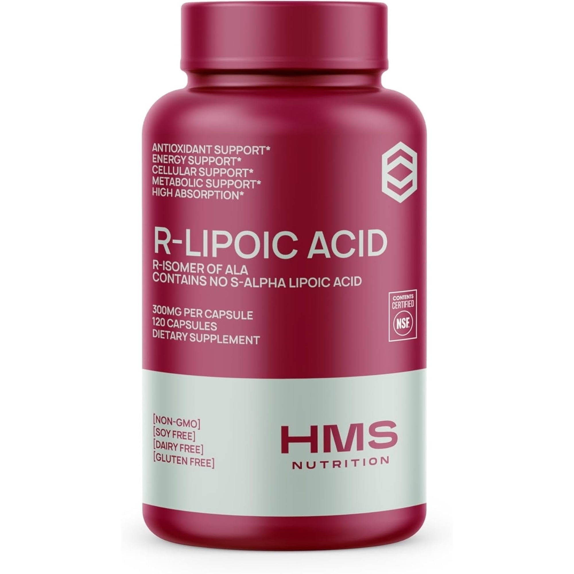 Stabilized R-Lipoic Acid 300mg Per Serving, R Alpha Lipoic Acid ALA Supplement Antioxidant for Nerve, Energy & Metabolism Support, NSF Certified Supplement,Non-GMO & Vegan,120 Capsules,4 Month Supply