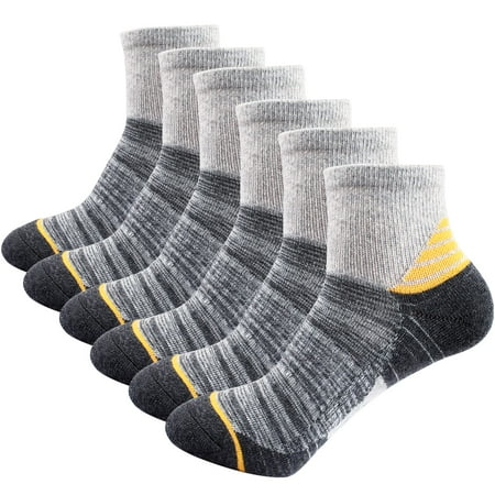 

J.WMEET Women s Athletic Ankle Socks Quarter Cushioned Running Socks Hiking Performance Sport Cotton Socks 6 Pack (Dark grey)