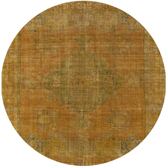 Ahgly Company Machine Washable Indoor Round Industrial Modern Cinnamon Brown Area Rugs, 3' Round