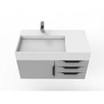 thumbnail image 3 of Castello USA Amazon 36" Gray Wood Floating Vanity with White Top and Black Trim, 3 of 8