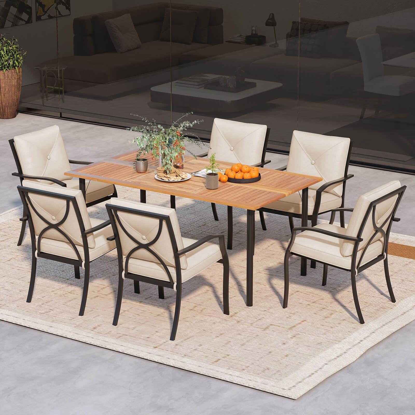 Costway Outdoor Patio Dining Chair Set of 2 Stackable Garden Chairs with Metal Frame