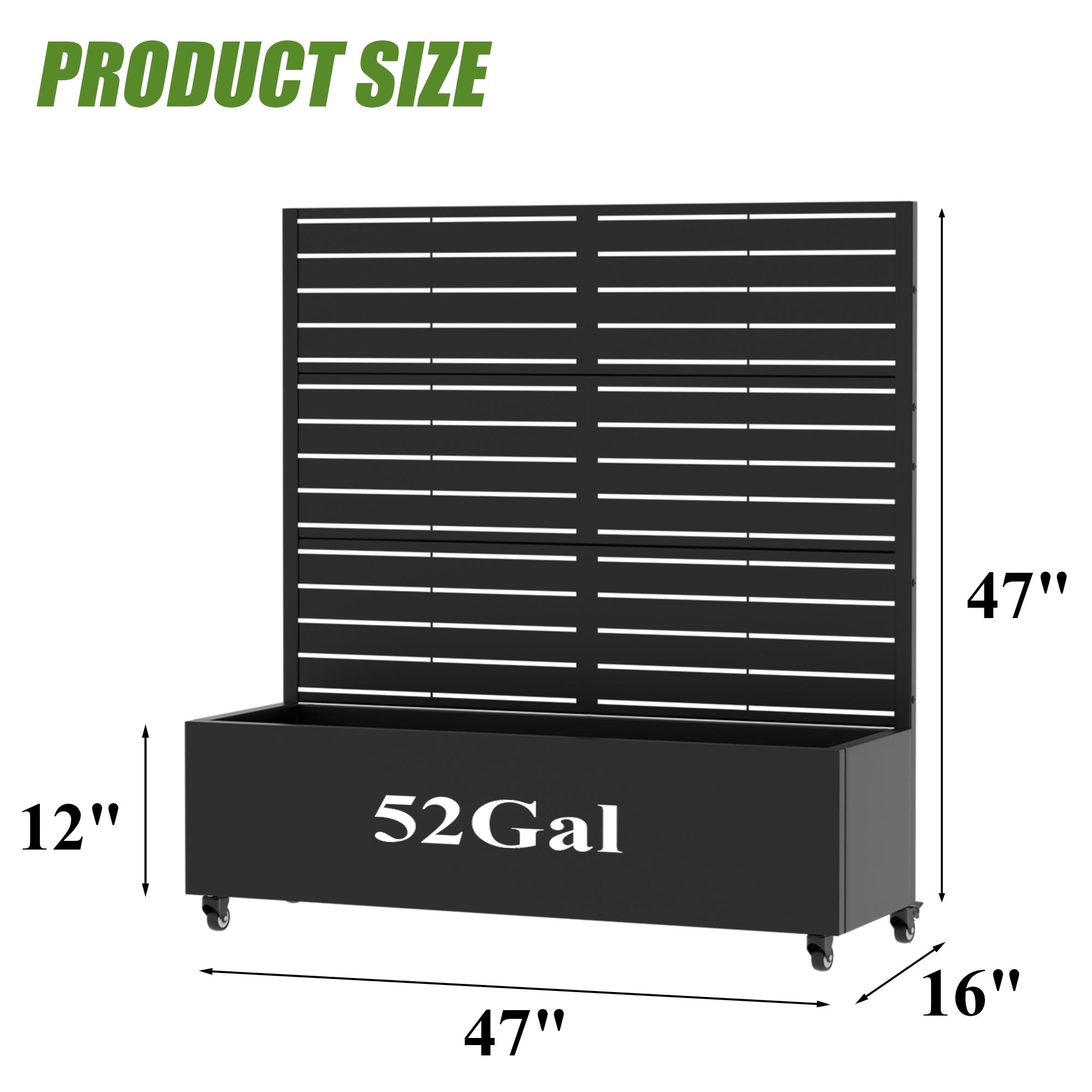 MAYEERTY 47*47in Outdoor Metal Planter Box, Modern Square Metal Planter, Outdoor Decorative Planter for Patio, Balcony, Garden