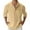 Khaki, variant on Caqnni Men's Linen Casual Long Sleeve Shirt - Loose Fit Linen Tee for Stylish Comfort (Black,5XL)