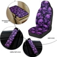 thumbnail image 6 of Xixirimido 5-Piece Car Seat Cover Set Breathable PU Leather Front Seat Covers with Seat Belt & Console Covers Universal Fit for SUV, Sedan, Truck, Purple Gothic Skulls, 6 of 8