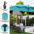 thumbnail image 4 of Autlaycil 15' Market Patio Umbrella and Matching Base with Crank System and 48 Solar Powered LED Lights for Outdoor, Market, Beach, Garden, Yard, Party, Blue, 4 of 6