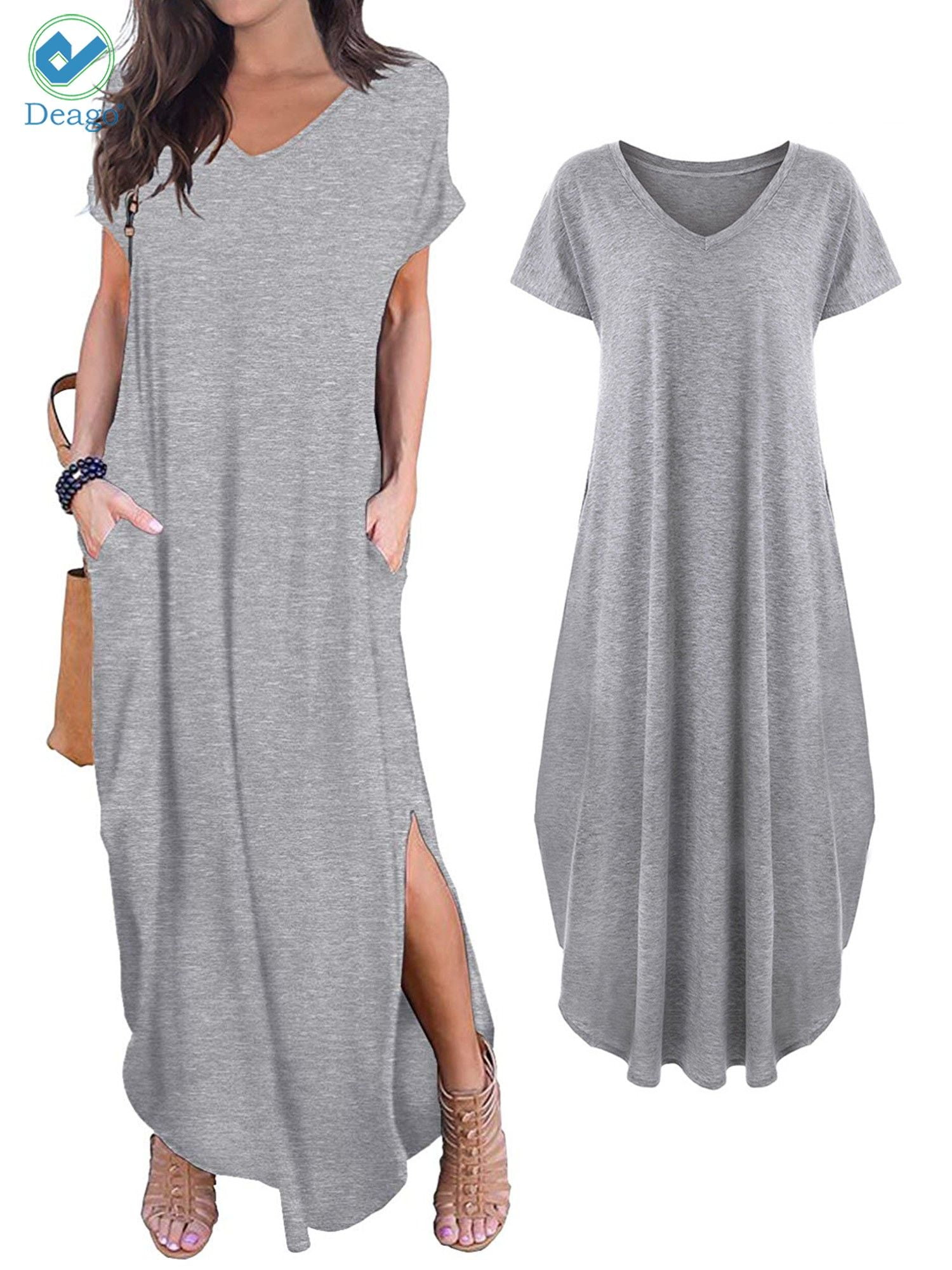 ✩HebeTop Women Long Sleeve Loose Knit Maxi Dresses Casual Long Dresses with Pocket