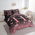 thumbnail image 3 of Homewish Bling Letter H Bedding Comforter Set 7-Piece, Black Pink Romantic Butterfly King Bedding Sets, Teen Kid Girl Female Reversible Bed Sheets, Ultra Soft Bedroom Decor, 3 of 7