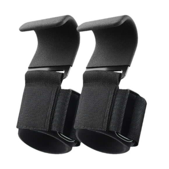 2 ganchos para levantamiento de pesas, prácticos agarres de mano, correas de levantamiento para gimnasio. Negro
