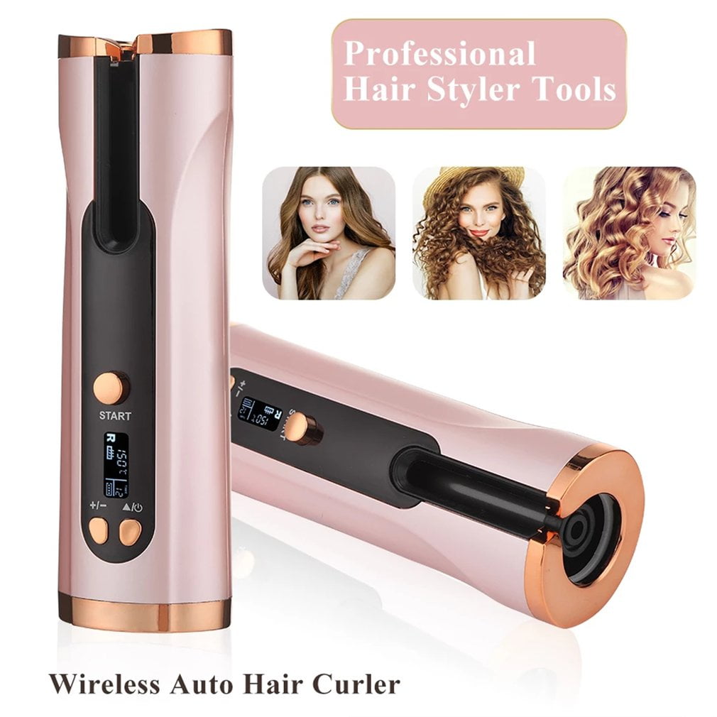OUTAD Automatic Ceramic Hair Curling Iron Wavy Hair Curling Tongs Beach  Waves Iron Curling Wand Cordless Usb Air Curler 