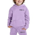 thumbnail image 4 of XEGLSBU Toddler Fall Outfits for Girls 4T-5T City Graphic Hoodie and Jogger for Girls Cute Casual Two Piece Outfit with Letter Print Top and Pants Girls Fall Outfits Size 6-8 a-Purple Size 7-8 Years, 4 of 6