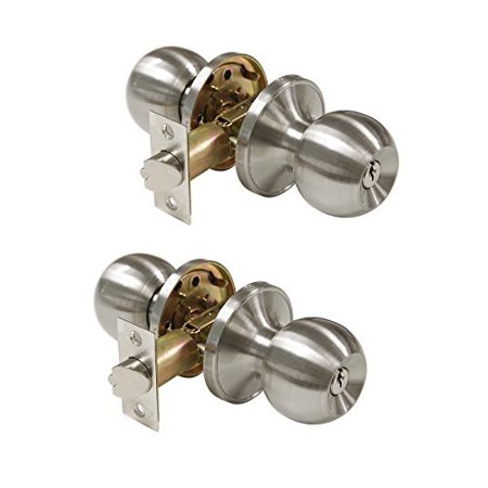 2 Pack Probrico Interior Bedroom Entrance Doorknobs One Keyway Entry Keyed Alike Door Lock Lockset In Satin Nickel With 6 Keys