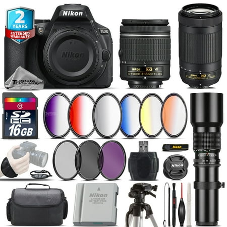 Nikon D5600 DSLR + AF-P 18-55mm VR + AFP 70-300mm VR Lens + Extra Battery +16GB