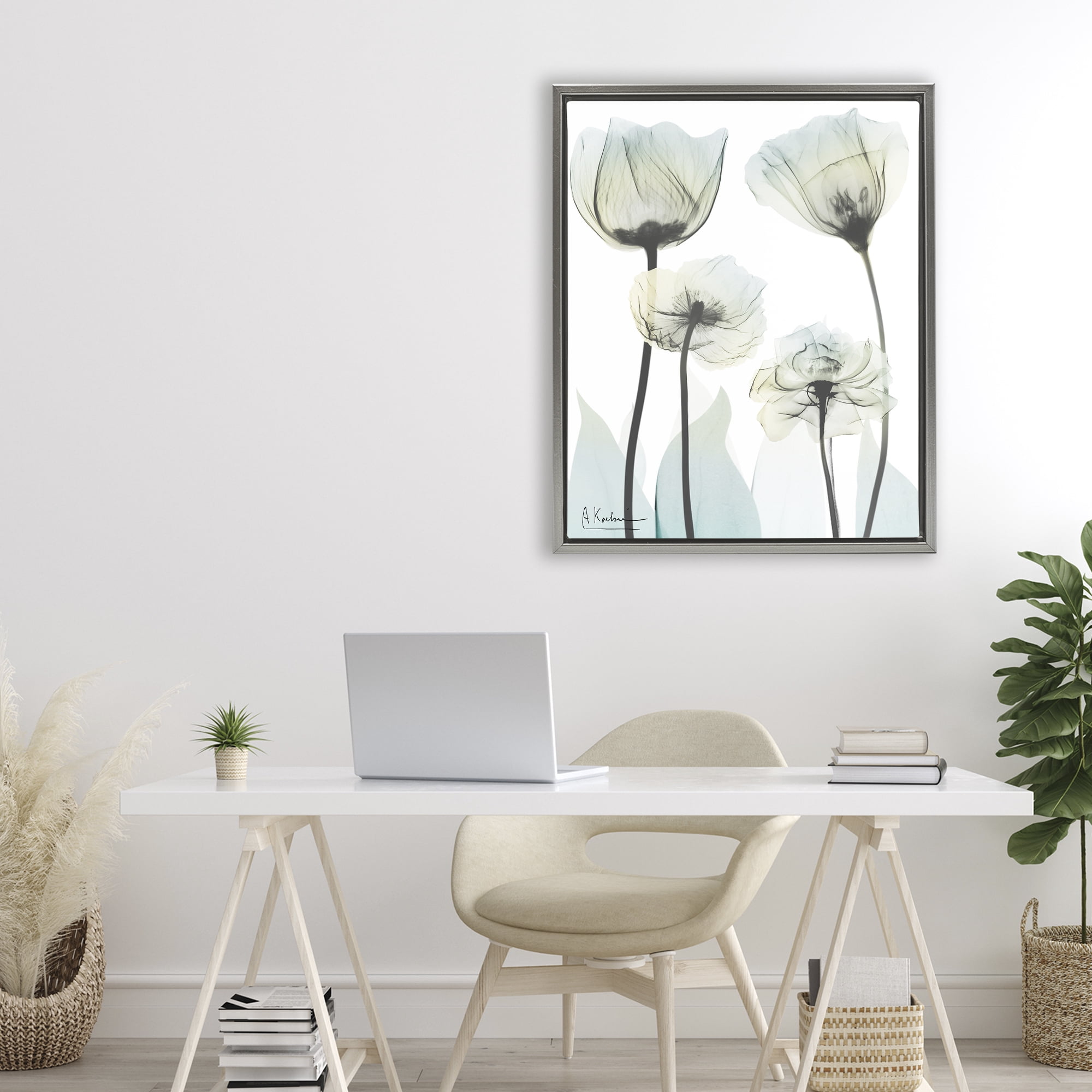 Stupell Industries Floral Luxury Of Creation Gray Framed Floater Canvas Wall Art, design by Albert Koetsier
