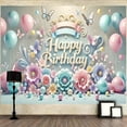thumbnail image 3 of Pastel Balloons Happy Birthday Backdrop Pink Blue Flowers Butterflies Happy Birthday Balloon Banner Happy Birthday Photography Background for Girls Kids Flower Balloon Background Decorations, 3 of 3