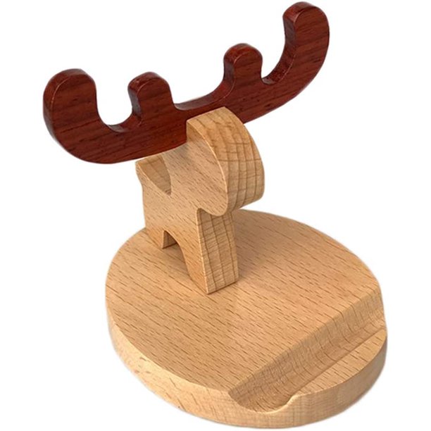 Soporte de madera para teléfono móvil de dibujos animados, almohadilla para tableta, soporte de escritorio para teléfono móvil de madera de dibujos animados, reemplazo para soporte para teléfono intel JFHHH pequeña