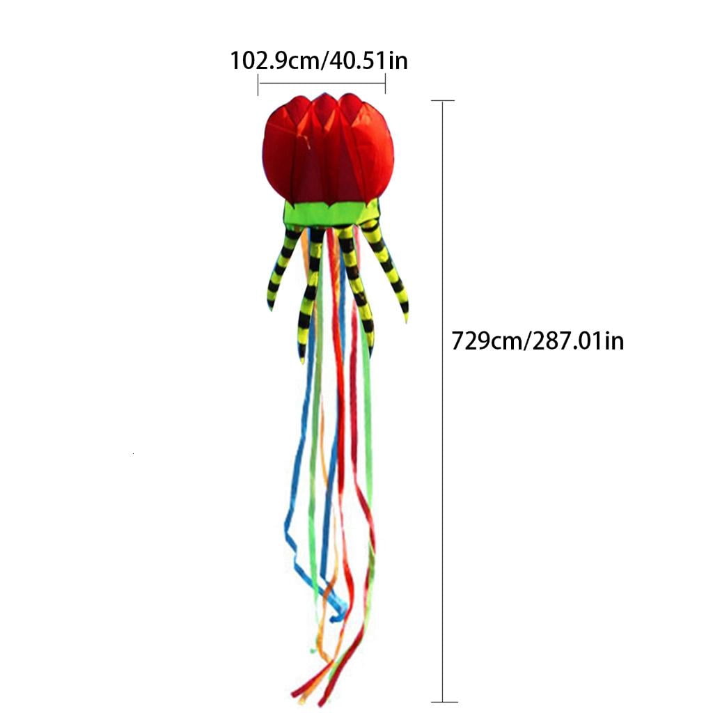 236’’ Soft Kite 3-D Jelly Fish Kite Outdoor Wind Kite Flying Toy Best for Family Gathering Garden Playset