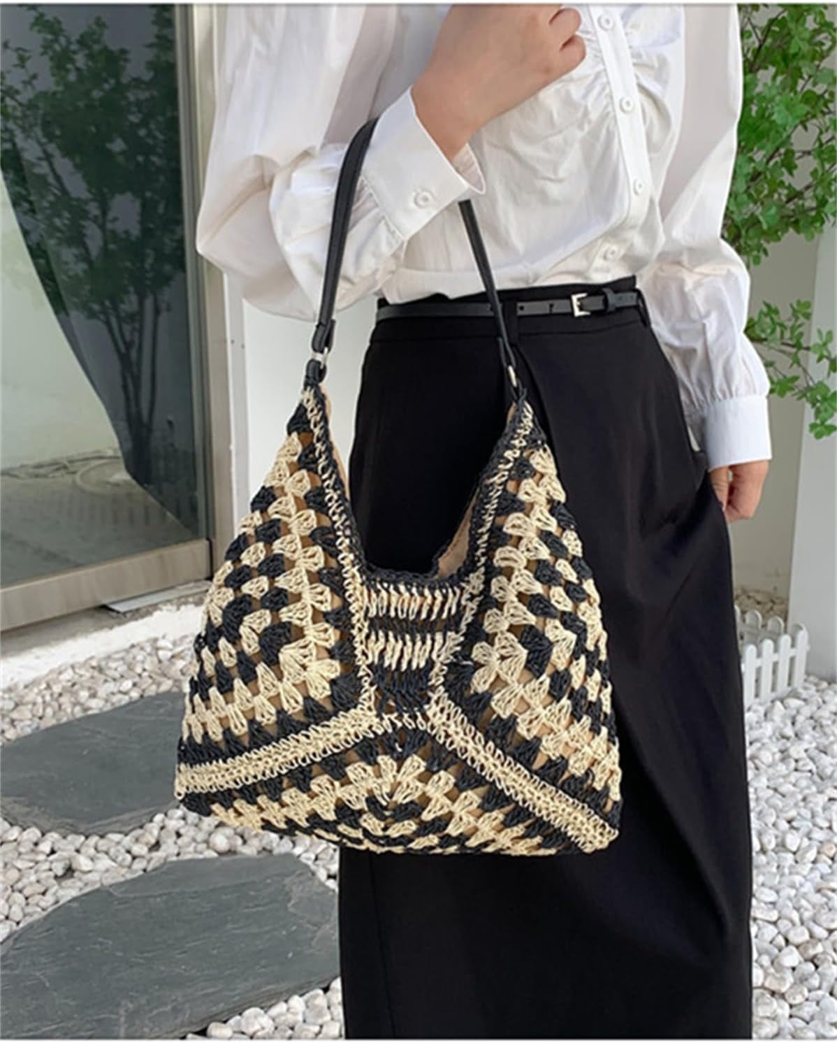 Zhengup Straw Bags for Women Summer Beach Tote Purse Crochet Shoulder Everything Holiday Work Everyday Handbag