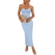 thumbnail image 1 of Vestido PRETTYGARDEN Maxi Cóctel Azul Sin Tirantes con Nudo Torcido Talla M, 1 of 8