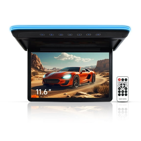 11.6 Inch Car Overhead Flip Down Monitor Screen Capable of displaying 1080P videos high definition digital TFT wide screen comes with HDMI IR FM USB and SD capabilities