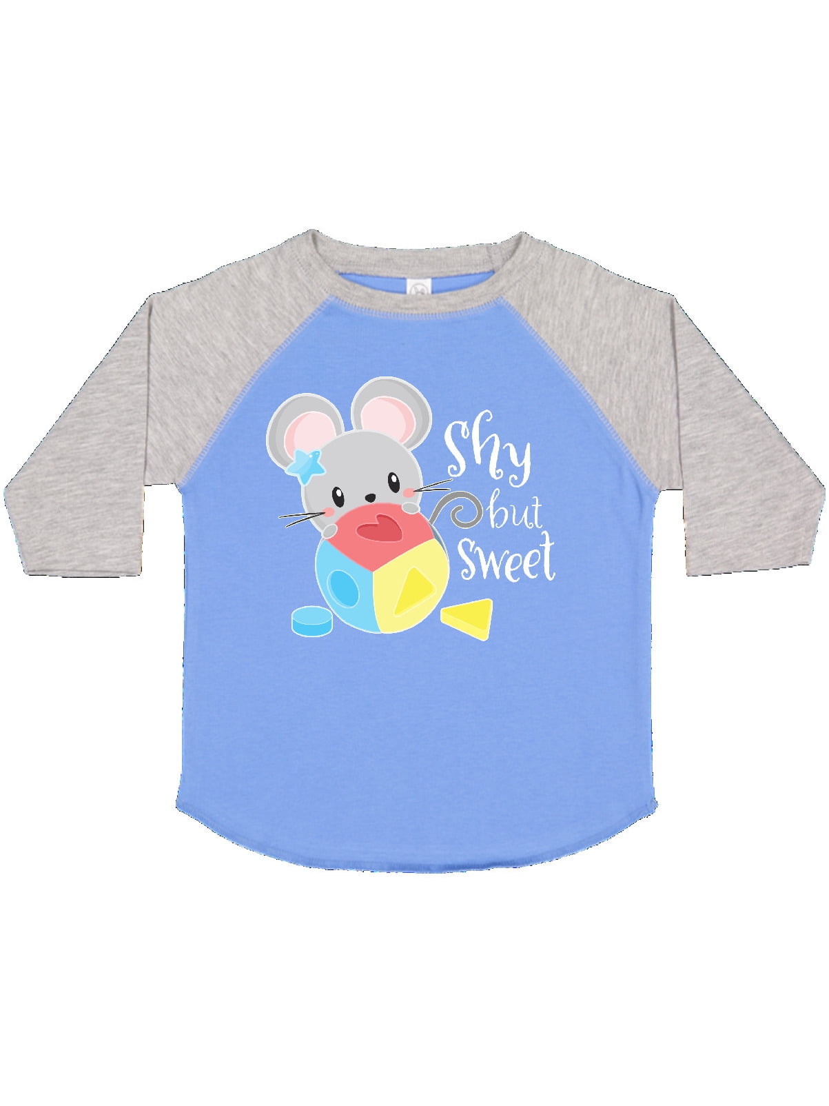 inktastic Shy But Sweet Cute Mouse with Toy Block Long Sleeve Creeper