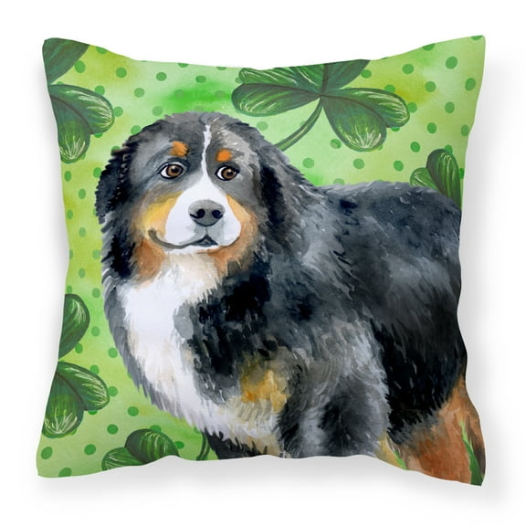 Carolines Treasures BB9819PW1818 Bernese Mountain Dog St Patricks Fabric Decorative Pillow  18H x18W multicolor