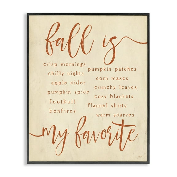 Stupell Industries Favorite Fall Activities Text & Numbers Painting Black Framed Art Print Wall Art, 11 x 14