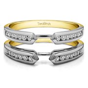 White Sapphire in Sterling Silver Traditional Cathedral Ring Enhancer (0.39ct)