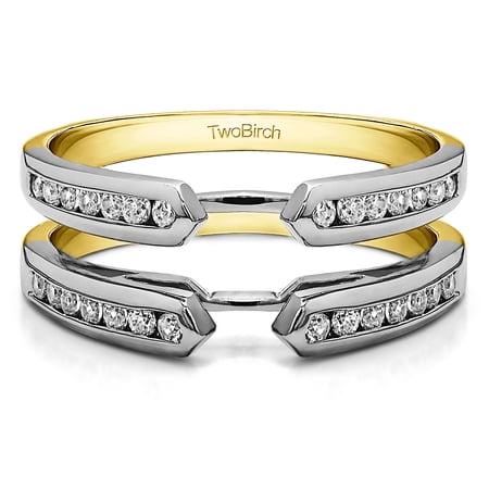 White Sapphire in Sterling Silver Traditional Cathedral Ring Enhancer (0.39ct)