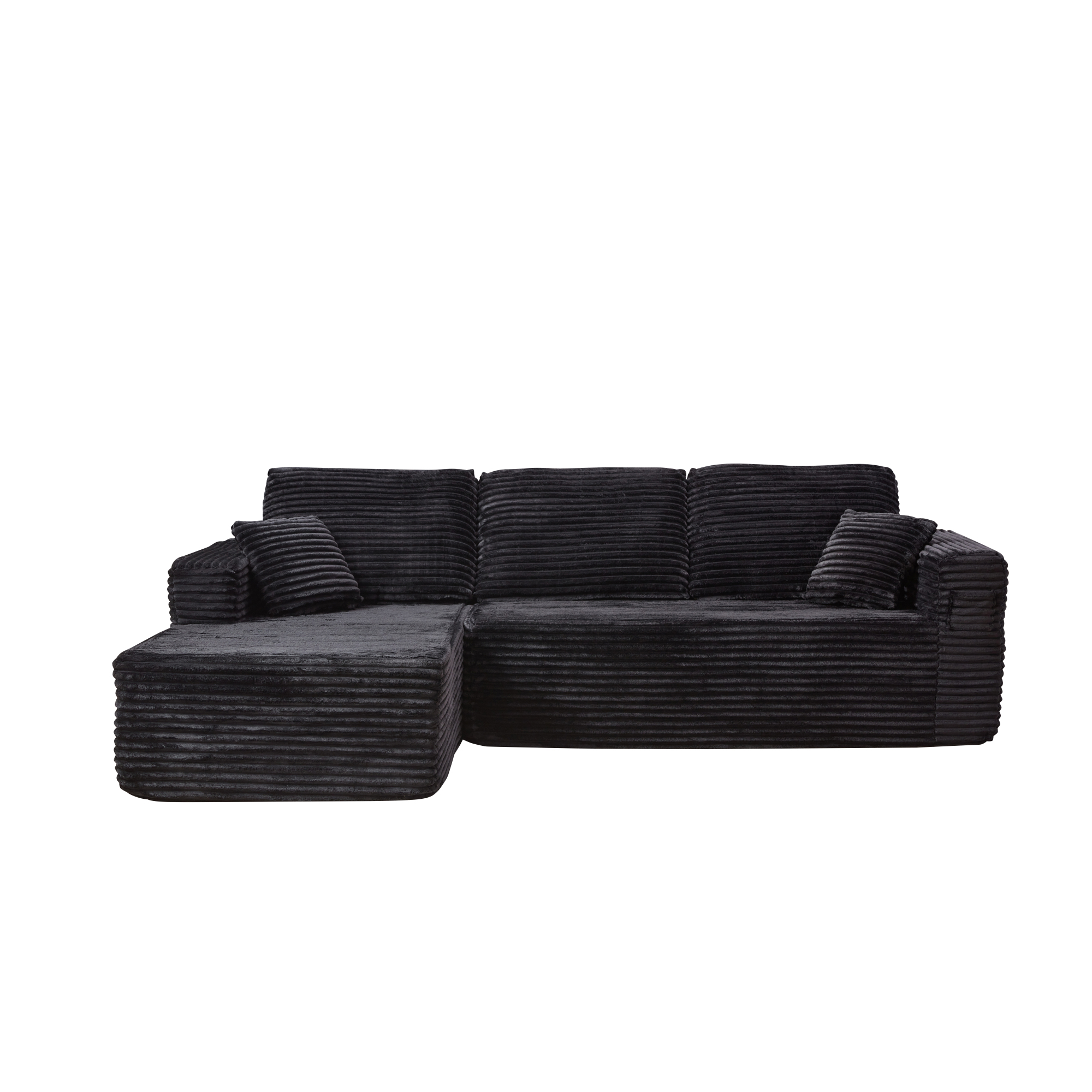 HOQBN 100.39" Cloud Sectional Couch with L-Shape Chaise,Modern Modular Sofa with Deep Seat,No Assembly Required,Compressed Packaging for Living Room Black