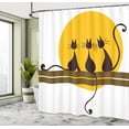 thumbnail image 4 of Ambesonne Kitten Shower Curtain, Cartoon Cat Silhouettes Sun, 69"Wx84"L, Brown Chocolate and Brown, 4 of 4