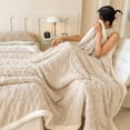 thumbnail image 4 of ROSEKIND Luxury Diamond Jacquard Sherpa Throw Blanket, Ultra Soft Reversible Fleece Bed Blanket for Couch & Sofa, Warm & Decorative, 30"x40", Ivory Cream, 4 of 8