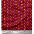 thumbnail image 1 of Soimoi Red Silk Fabric Dot & Leaves Decor Fabric Printed Yard 42 Inch Wide, 1 of 2