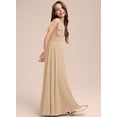 thumbnail image 5 of Drtj 2-14T Kids Junior Bridesmaid Flower Girl Elegant Formal A-line V-Neck Floor-Length Chiffon Dresses, 5 of 6