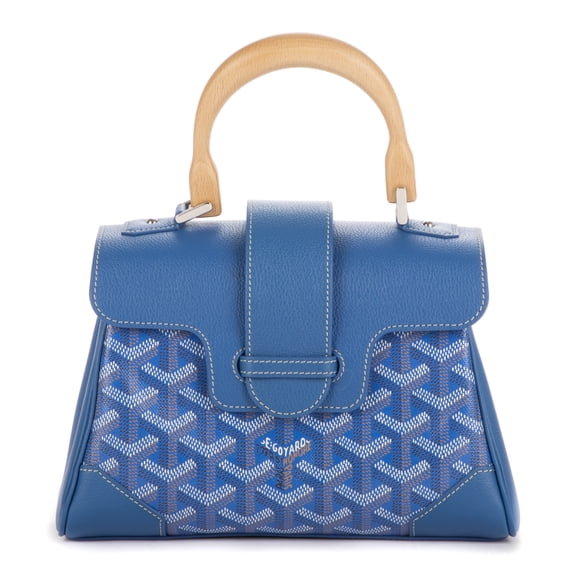 Pre-Owned Goyard Blue Saigon Mini Handbag Goyardine Coated Canvas