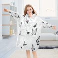 thumbnail image 5 of Wearable Blanket with Sleeves and Pocket Oversized Hooded Sweatshirt 3-14 YR Black and White Butterflies Pattern S, 5 of 7