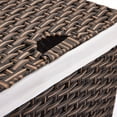 thumbnail image 6 of Seville Classics Handwoven Lidded Removable Washable Canvas Liner Portable Laundry Hamper Bin, Mocha Brown, 6 of 8