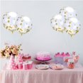 thumbnail image 4 of Globos de confeti dorados, globos de fiesta de látex transparente de 12 pulgadas con puntos de confeti de lámina dorada para decoraciones de cumpleaños, bodas o fiestas (15 unidades), 4 of 5