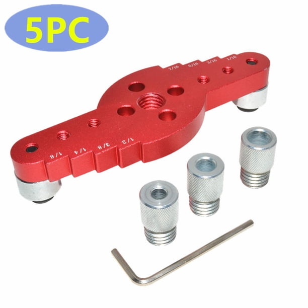Kit de plantilla de orificio para carpintería de aleación de aluminio, carpinteros, muebles, carpintería, perforadora de guía de taladro , de 5 piezas. Juego de 5 piezas. BLESIY Plantilla de agujero de bolsillo