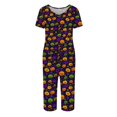 thumbnail image 4 of Halloween Pajama Sets for Women 2 Pieces Soft Comfy Pajamas Pumpkin Print Short Sleeve Top and Capri Pants Halloween Sleepwears, 4 of 6