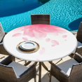 thumbnail image 6 of Modern Pink Round Tablecloth, Fitted Table Cover with Elastic for 36"-44" Round Tables, Gradient Floral Abstract Bohemian White Table Cloth Outdoor Indoor Dinning Party Waterproof Tablecloths, 6 of 7