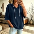 thumbnail image 2 of Women Hoodies Relaxed Bat Sleeve Hooded Sweatshirt with Drawstring Pullover for Spring Summer Fall Women Sweatshirt White Jacket, 2 of 5